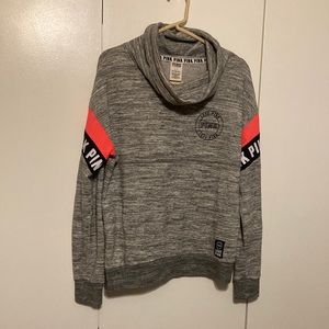 Pink Victoria’s Secret Gray Color Sweatshirt Logo Collard Women’s Size Small